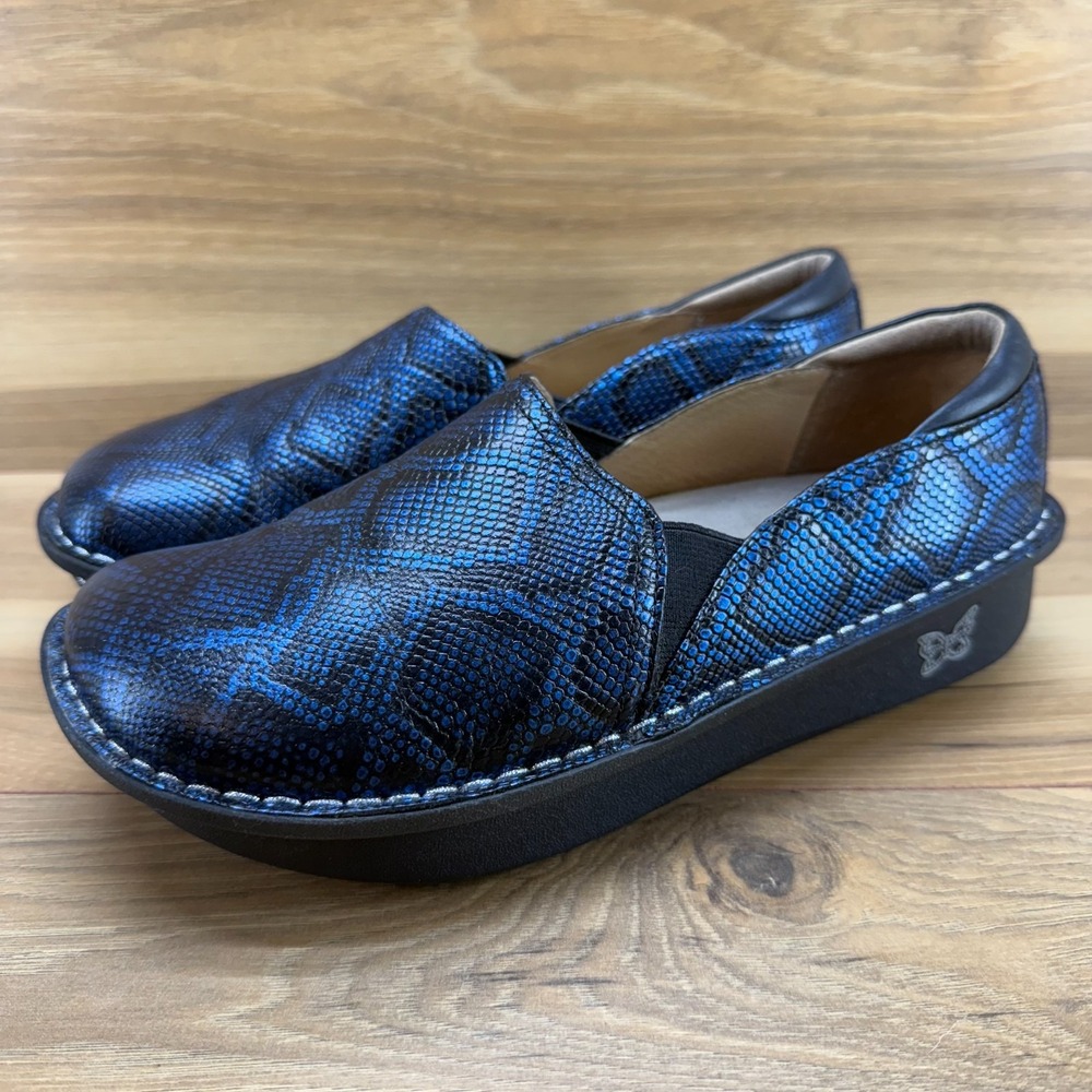 Alegria Debra Blue Python Print Clogs Womens 8 Eu… - image 3